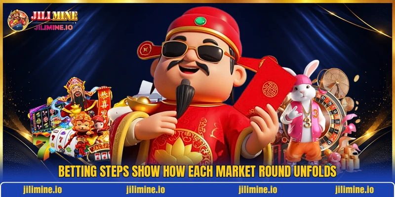 Betting steps show how each market round unfolds