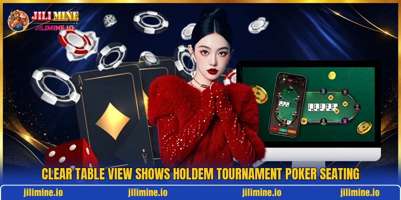 Clear table view shows holdem tournament poker seating